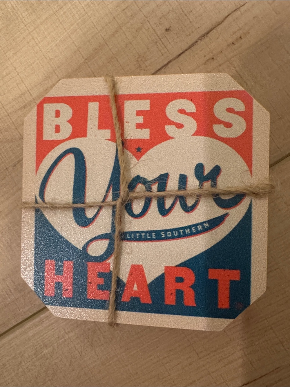 Bless Your Heart Coaster Set(4) - Red, Blue, Cream